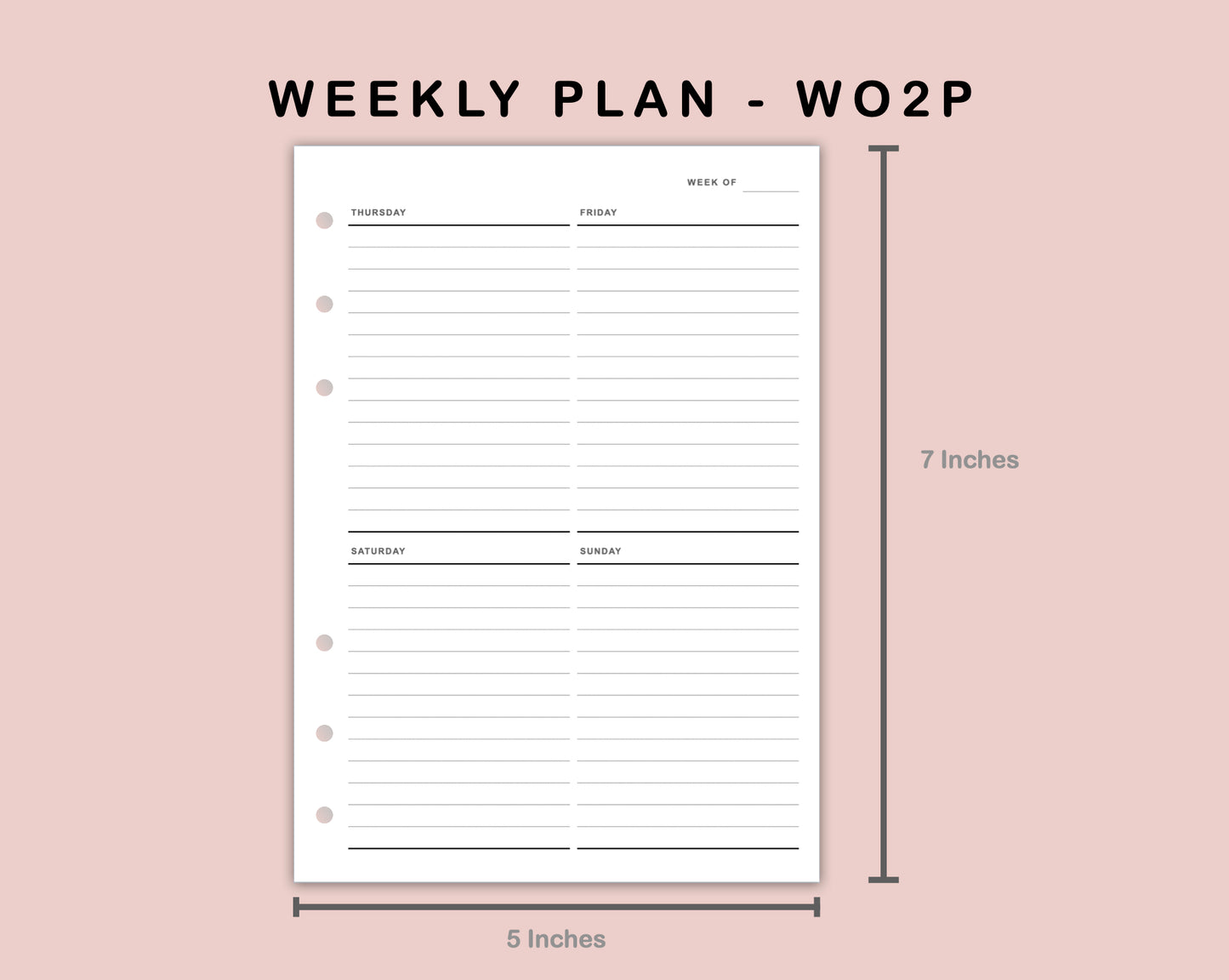 B6 Inserts - Weekly Plan - WO2P - with Calendar