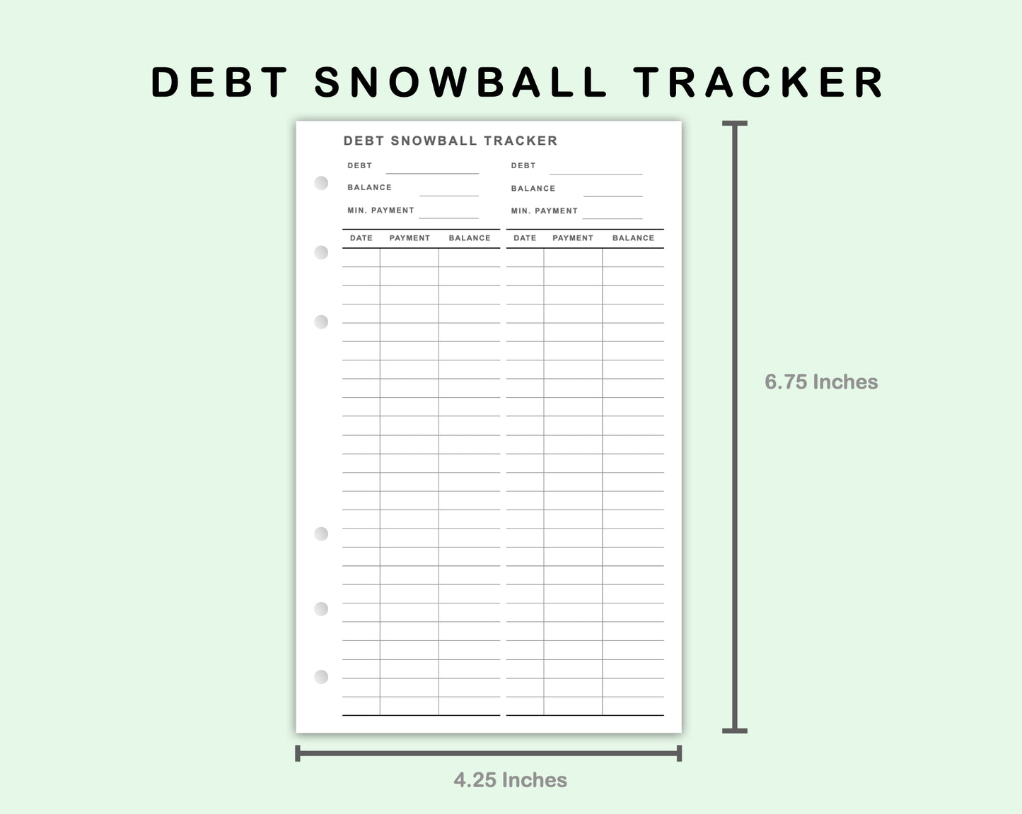 FC Compact Inserts - Debt Snowball Tracker
