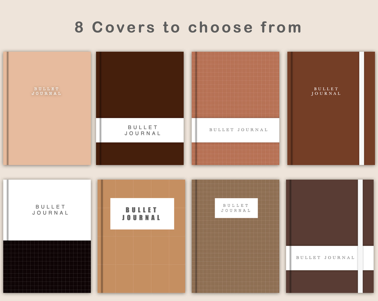 Digital Bullet Journal 200 Pages - Portrait - Brown