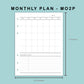B6 Wide Inserts - Monthly Plan - MO2P - with Habit Tracker