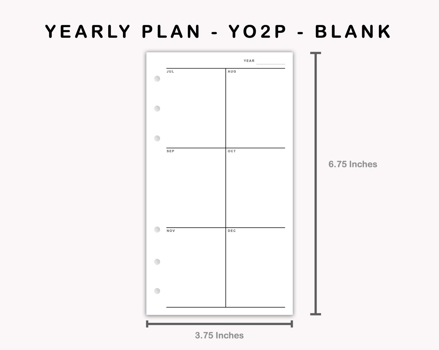 Personal Inserts - Yearly Plan - YO2P - Blank