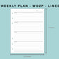 B6 Wide Inserts - Weekly Plan - WO2P - Lined