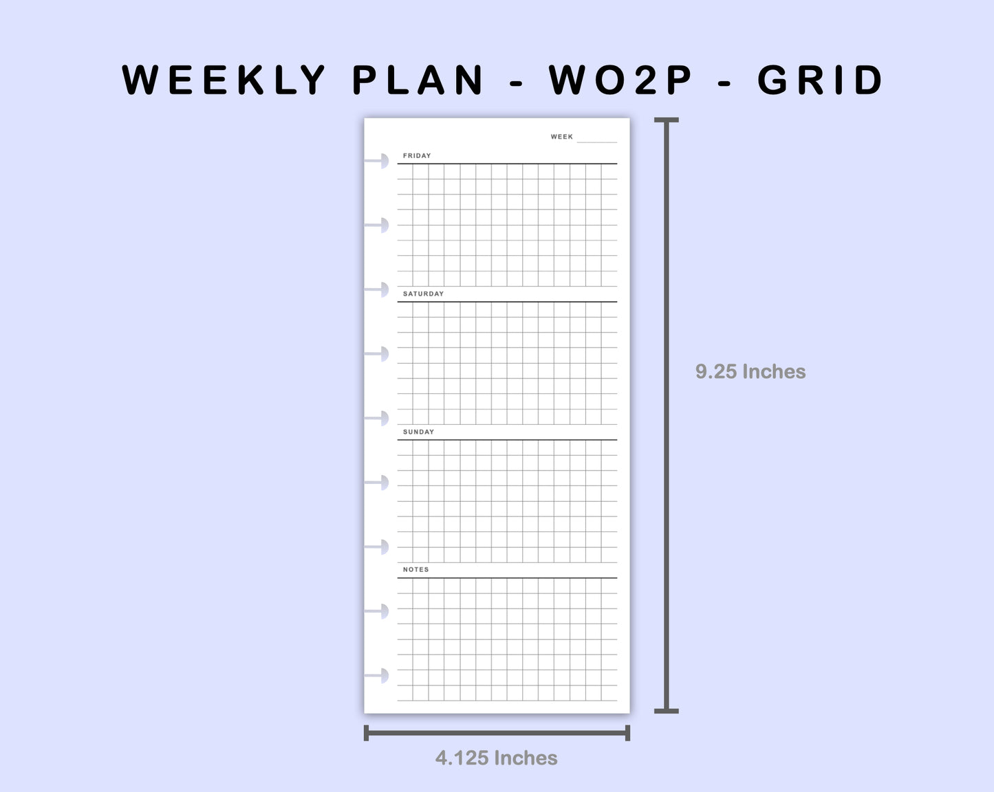 Skinny Classic HP Inserts - Weekly Plan - WO2P - Grid