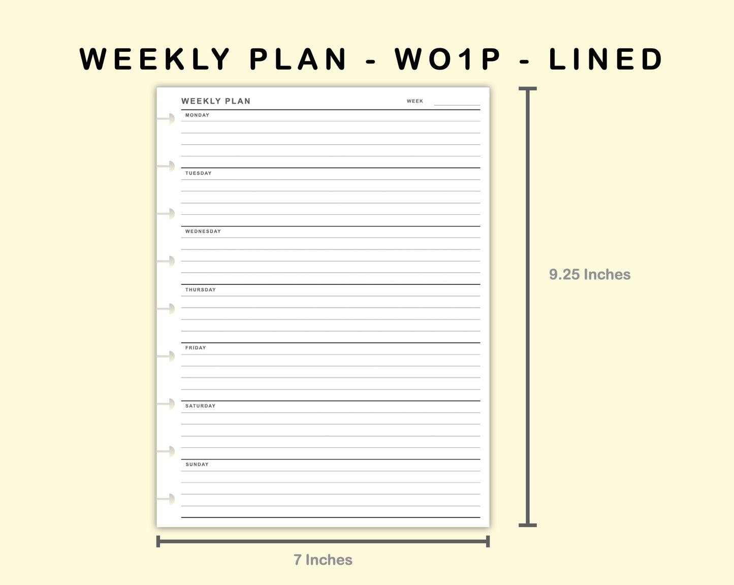 Classic HP Inserts - Weekly Plan - WO1P - Lined
