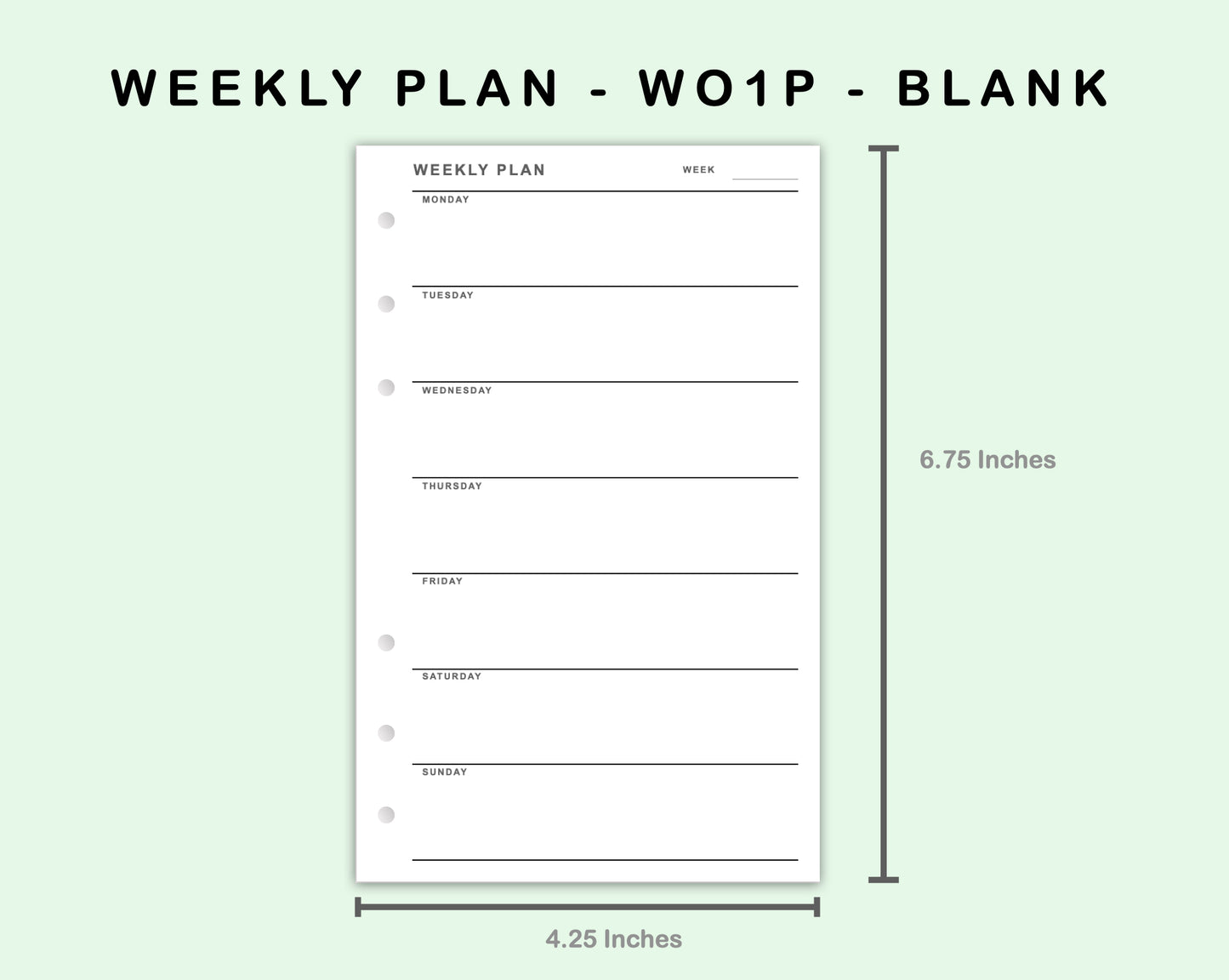 FC Compact Inserts - Weekly Plan - WO1P - Blank