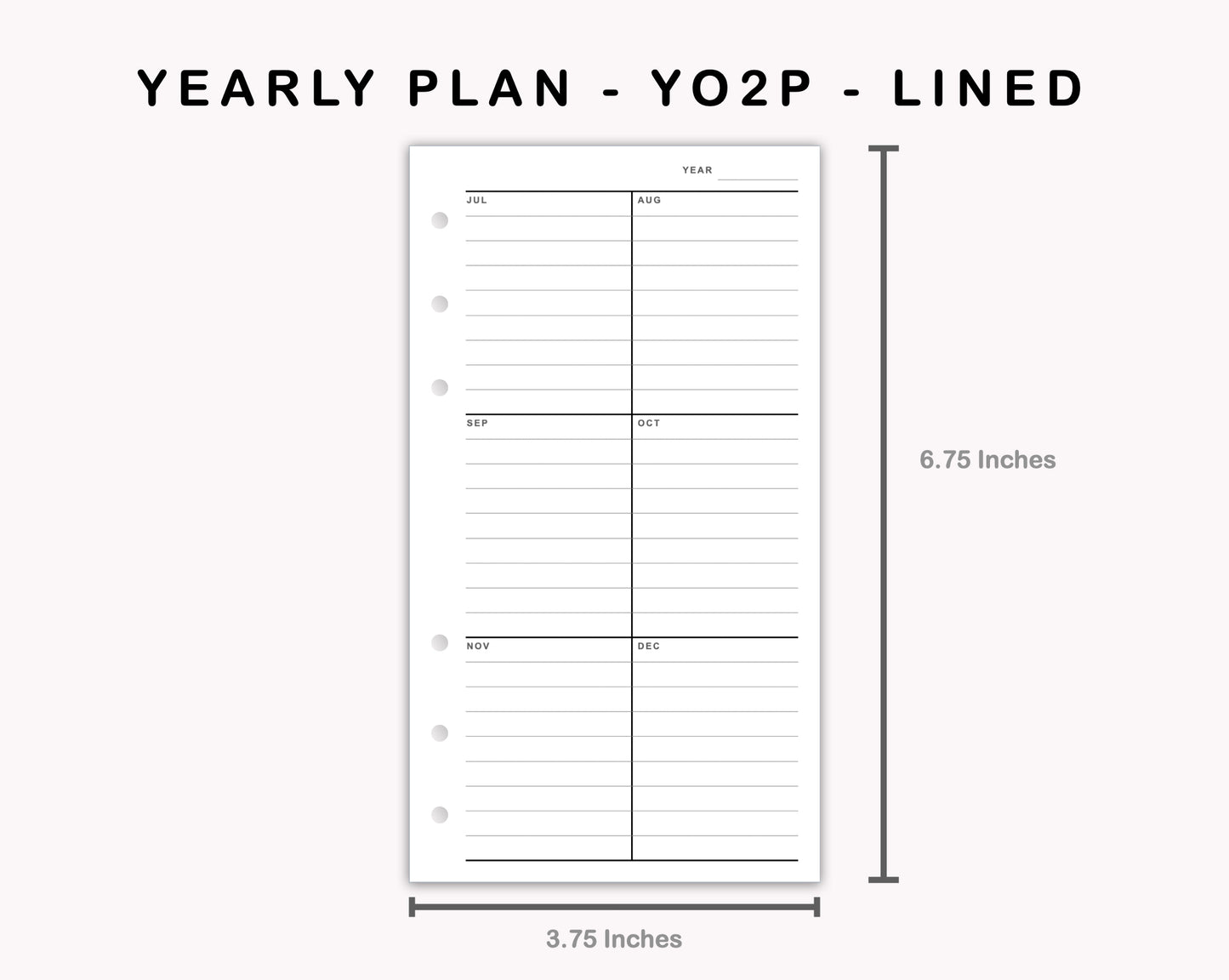 Personal Inserts - Yearly Plan - YO2P - Lined