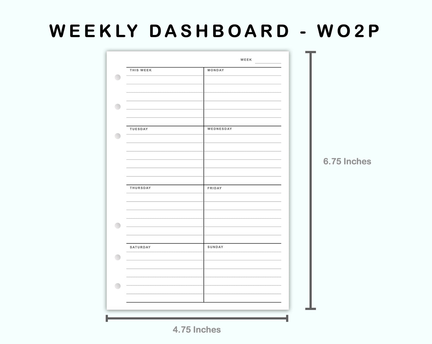 Personal Wide Inserts - Weekly Dashboard