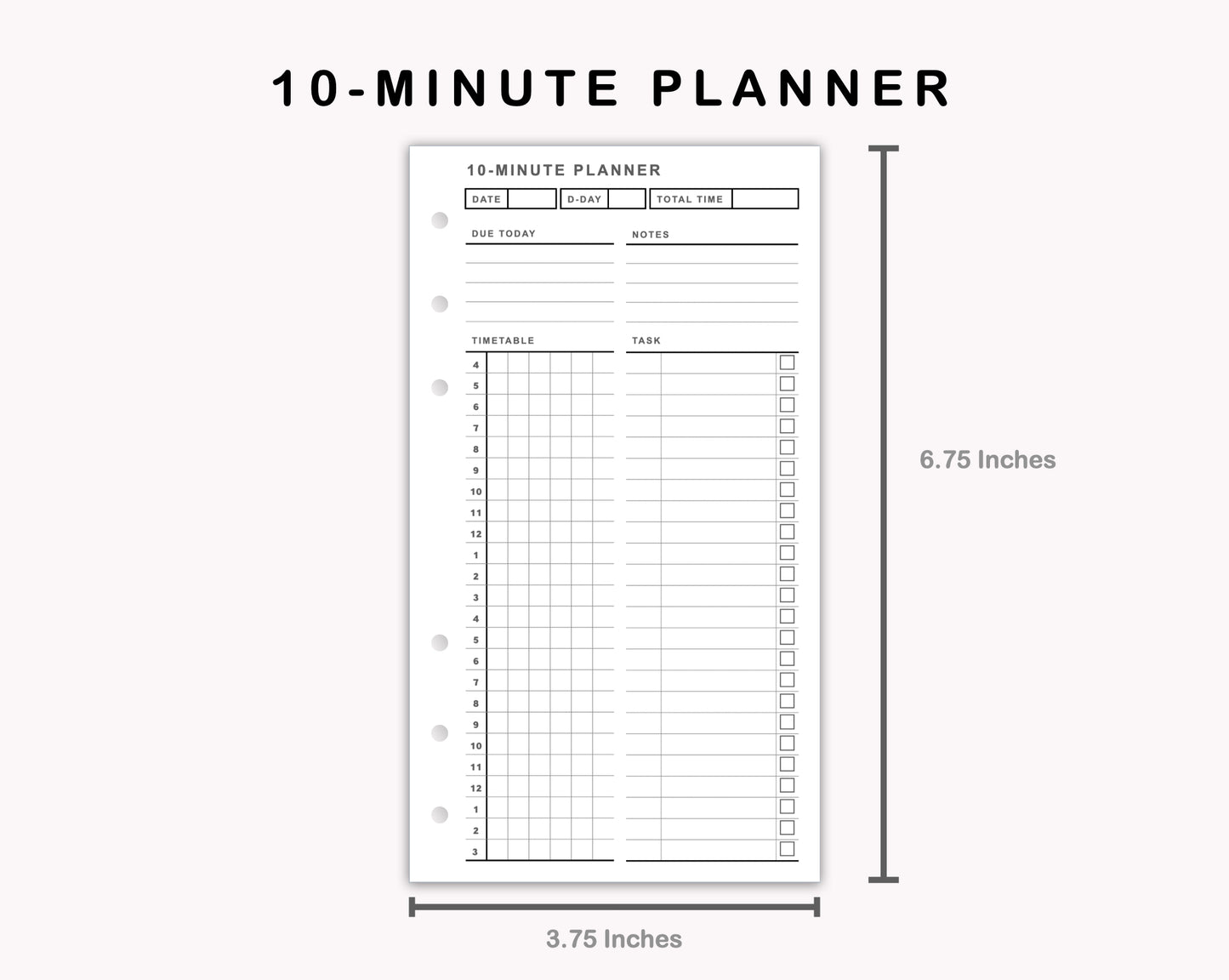 Personal Inserts - 10 Minute Tracker