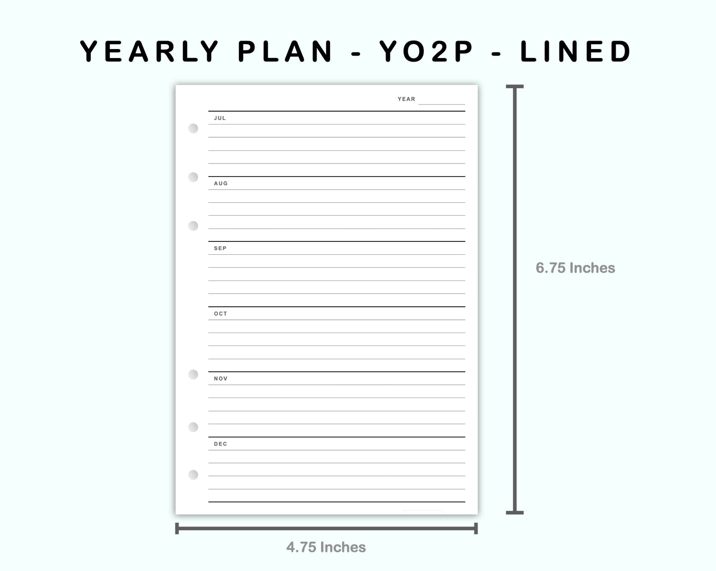 Personal Wide Inserts - Yearly Plan - YO2P - Lined