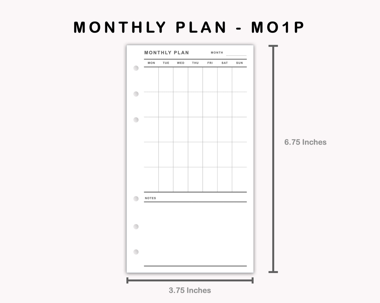 Personal Inserts - Monthly Plan - MO1P