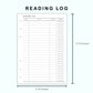 Personal Wide Inserts - Reading Log