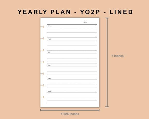 Mini Happy Planner Inserts - Yearly Plan - YO2P - Lined – kjunstudio