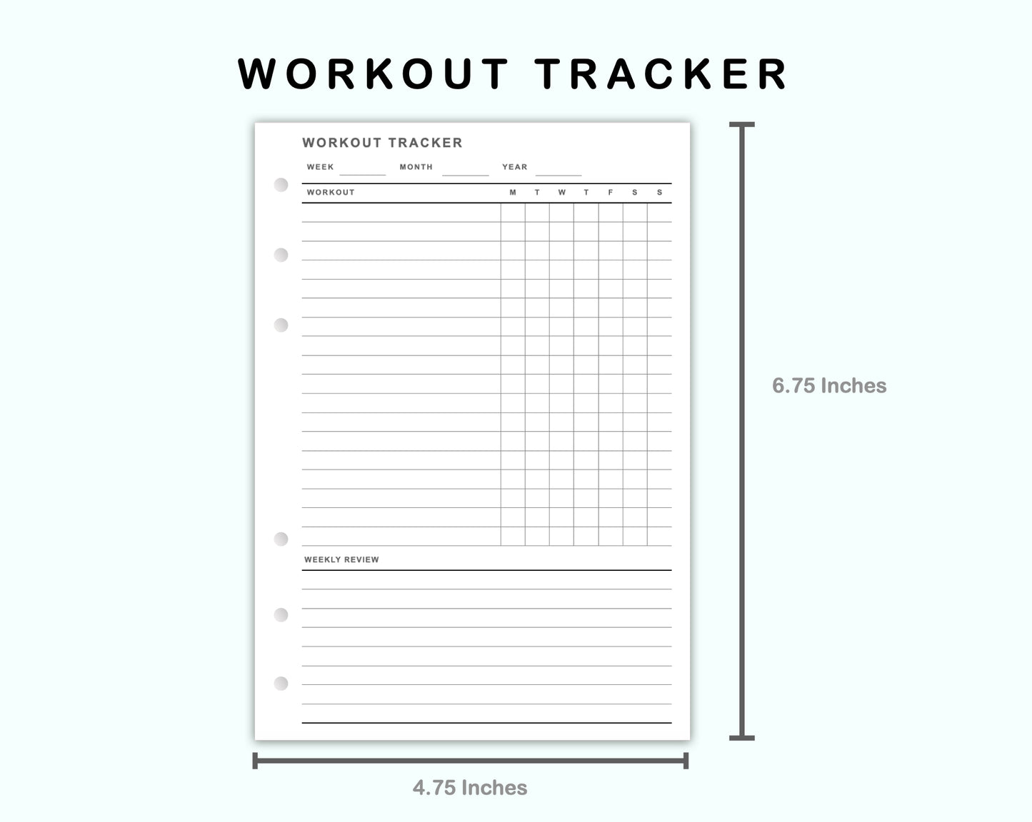 Personal Wide Inserts - Workout Tracker