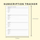 Classic HP Inserts - Subscription Tracker