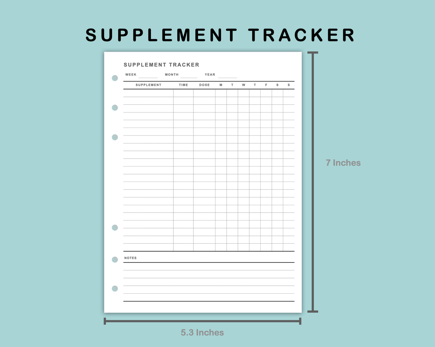 B6 Wide Inserts - Supplement Tracker