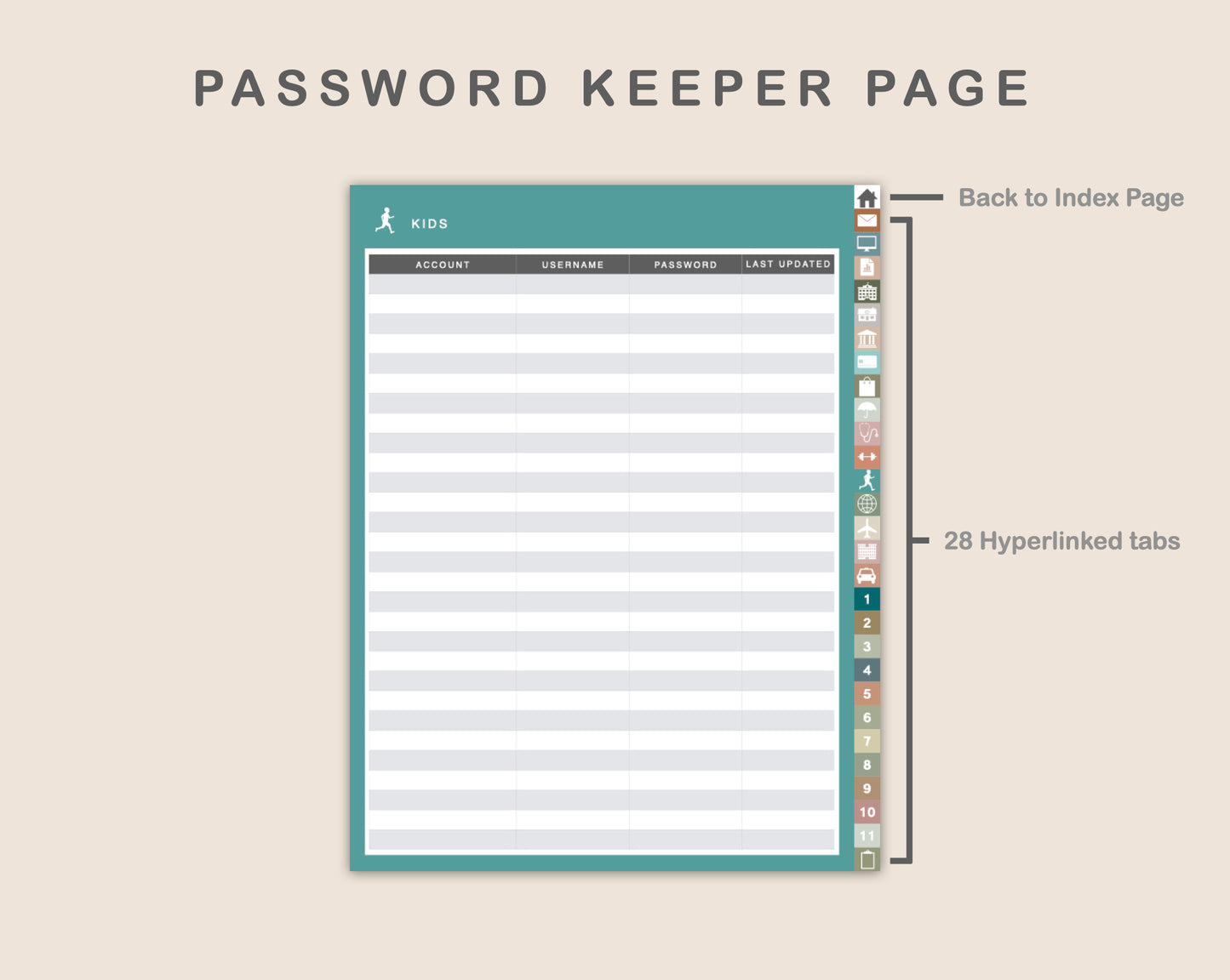 Digital Password Keeper Table - Neutral