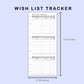 Skinny Classic HP Inserts - Wish List Tracker by Wish List For