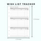 Personal Wide Inserts - Wish List Tracker by Category