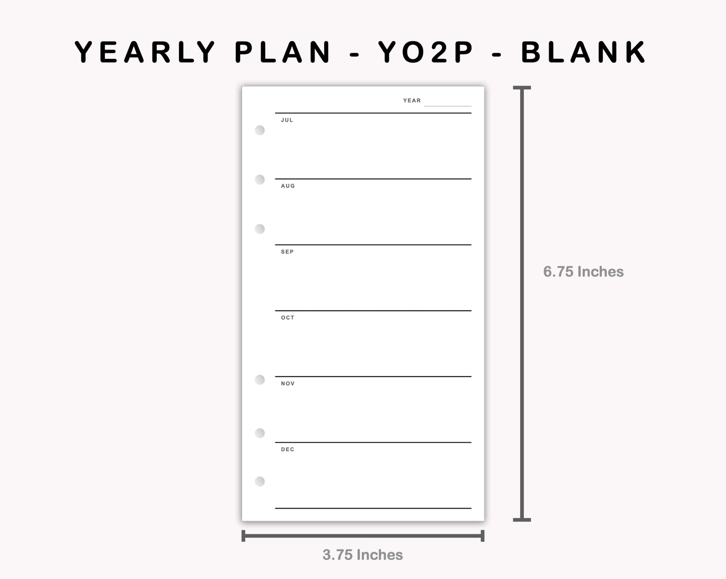Personal Inserts - Yearly Plan - YO2P - Blank