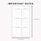 Personal Inserts - Important Dates