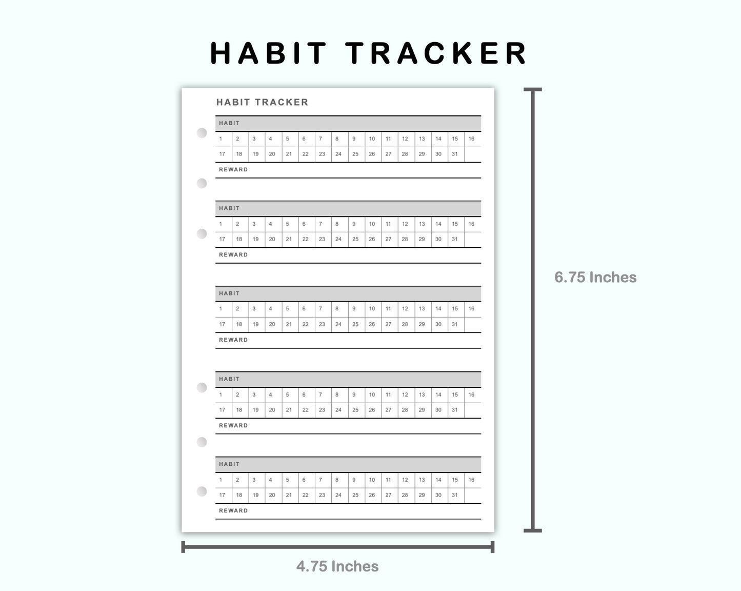 Personal Wide Inserts - Habit Tracker