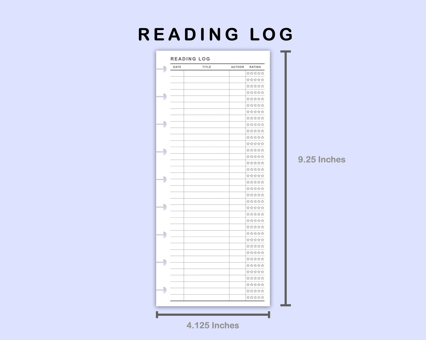 Skinny Classic HP Inserts - Reading Log