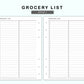 Personal Wide Inserts - Grocery List