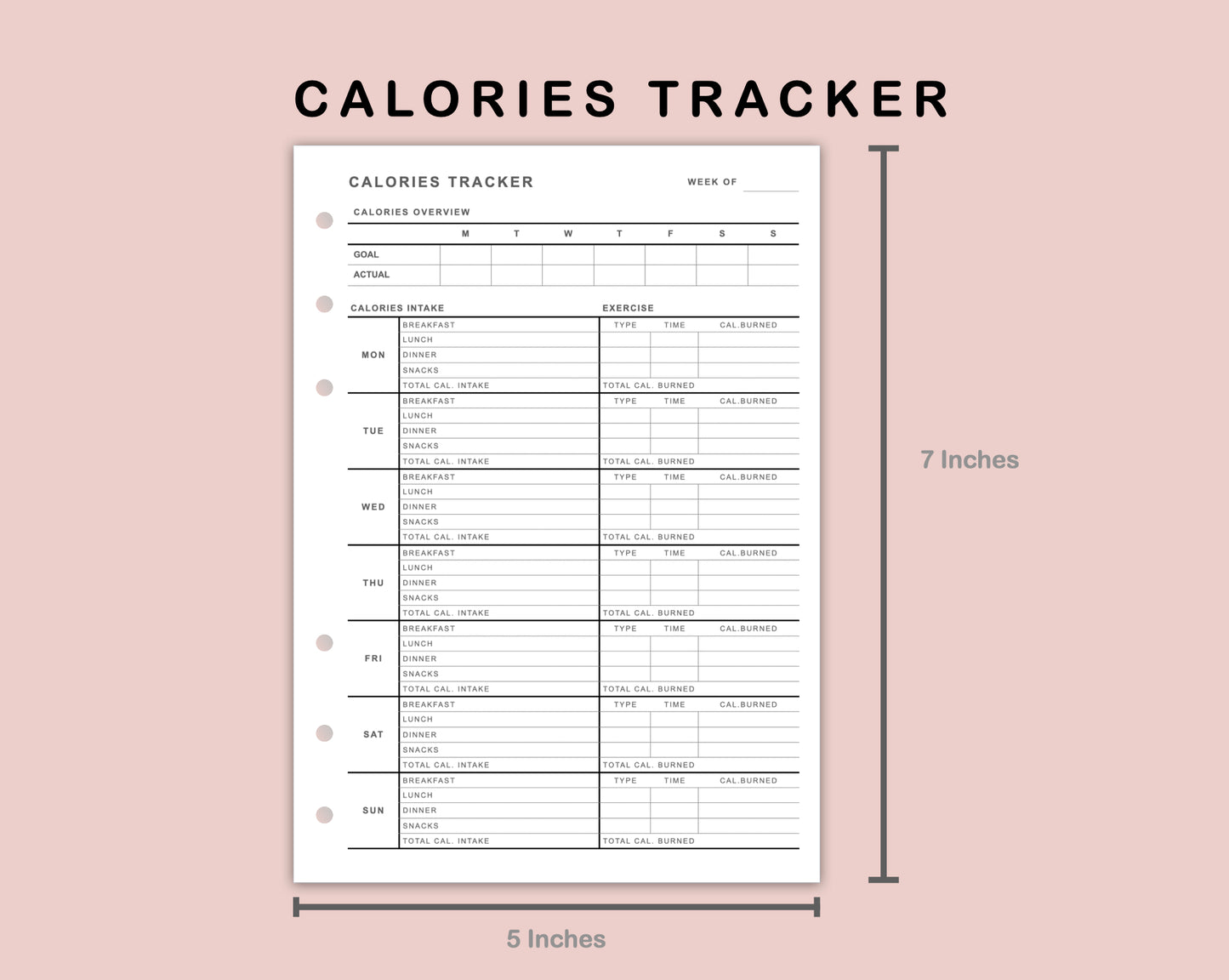 B6 Inserts - Calories Tracker