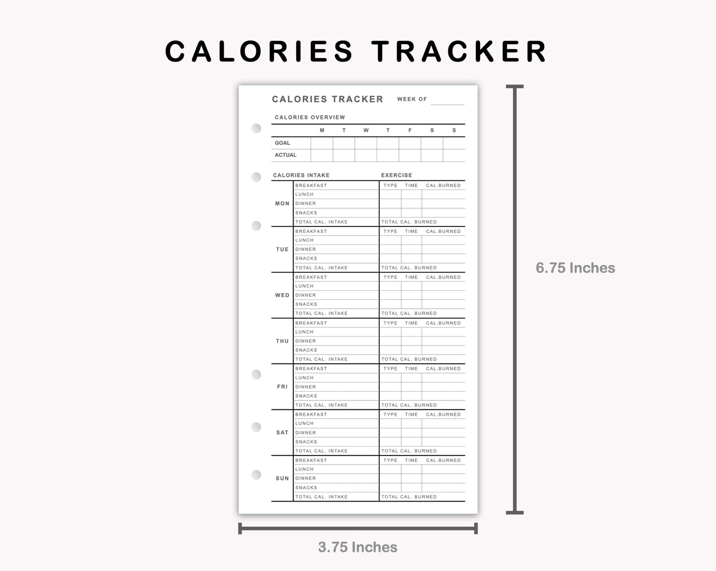 Personal Inserts - Calories Tracker