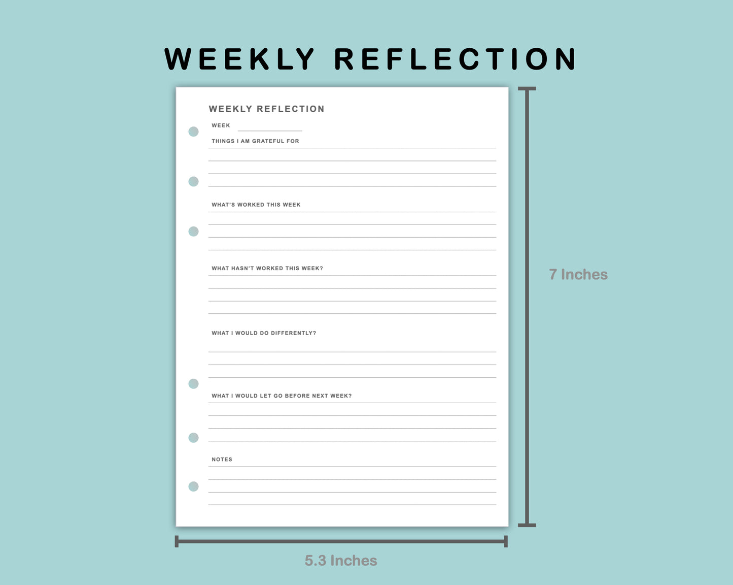 B6 Wide Inserts - Weekly Reflection