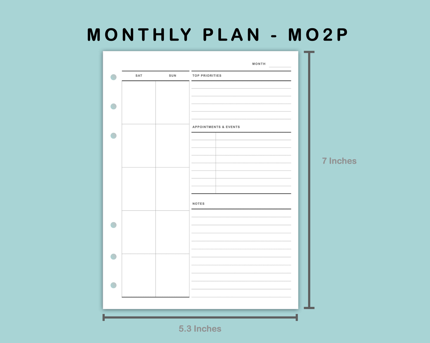 B6 Wide Inserts - Monthly Plan - MO2P - with Top Priority