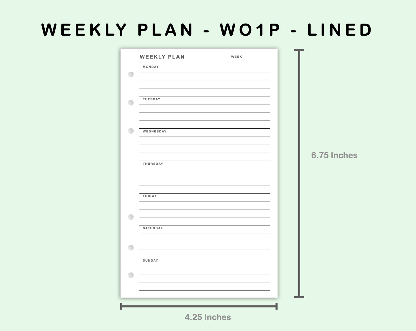 FC Compact Inserts - Weekly Plan - WO1P - Lined