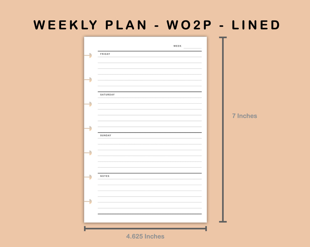 Mini Happy Planner Inserts - Weekly Plan - WO2P - Lined – kjunstudio
