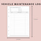 B6 Inserts - Vehicle Maintenance Log