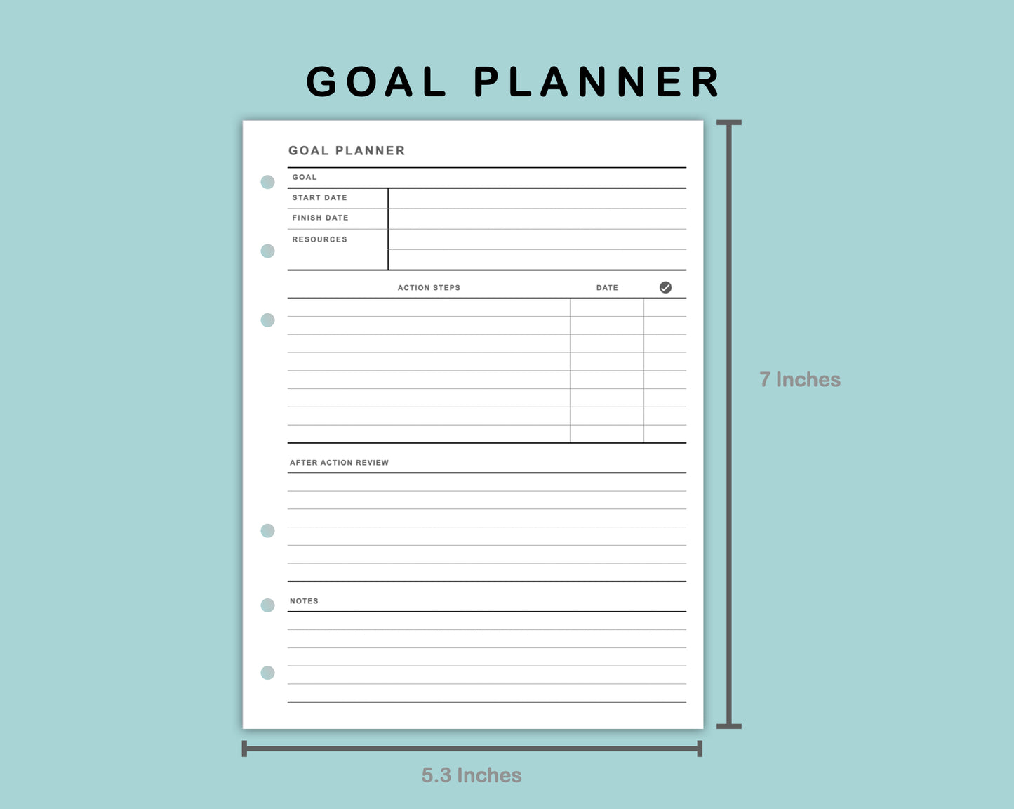 B6 Wide Inserts - Goal Planner