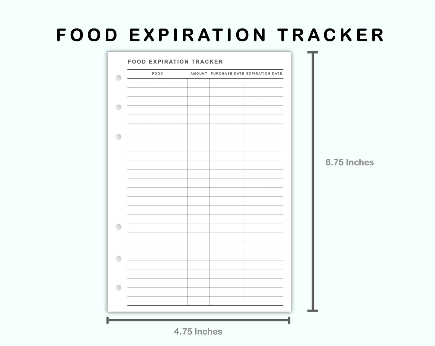 Personal Wide Inserts - Food Expiration Tracker