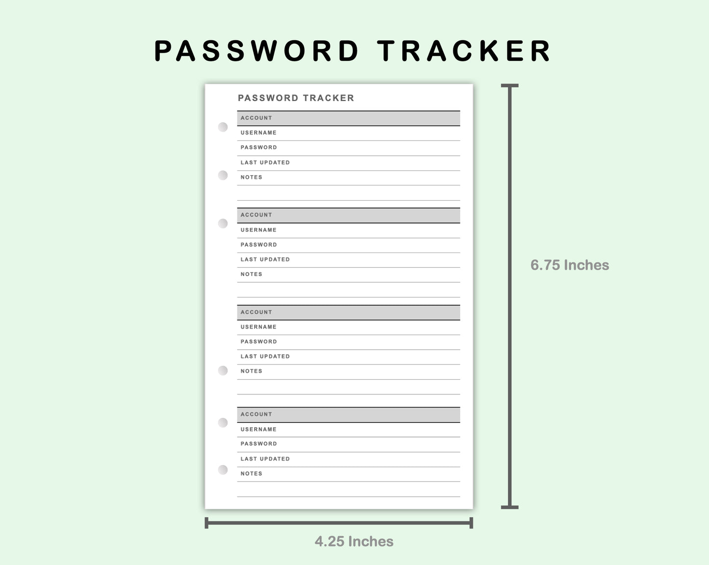 FC Compact Inserts - Password Tracker