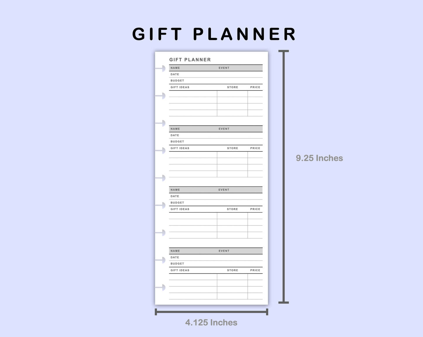 Skinny Classic HP Inserts - Gift Planner