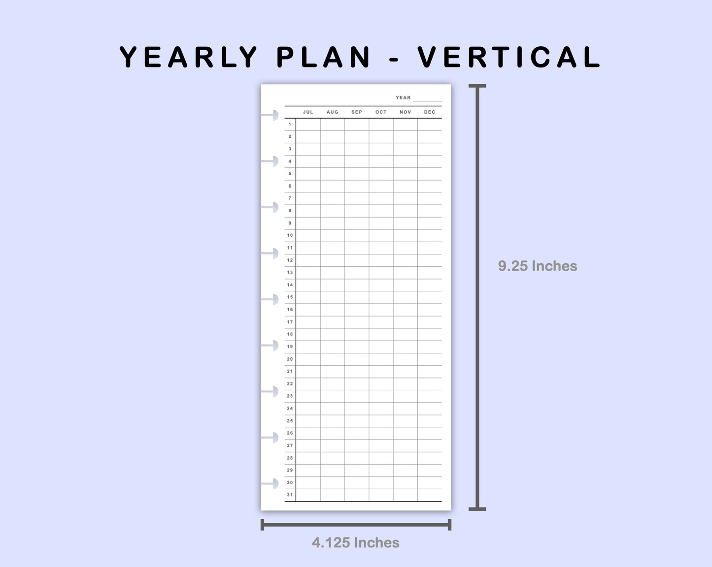 Skinny Classic HP Inserts - Yearly Plan - Vertical