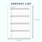 Personal Wide Inserts - Contact List