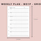 B6 Inserts - Weekly Plan - WO1P - Grid