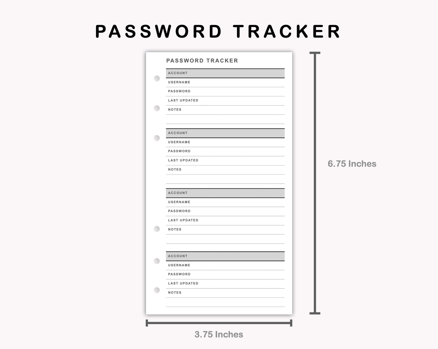 Personal Inserts - Password Tracker