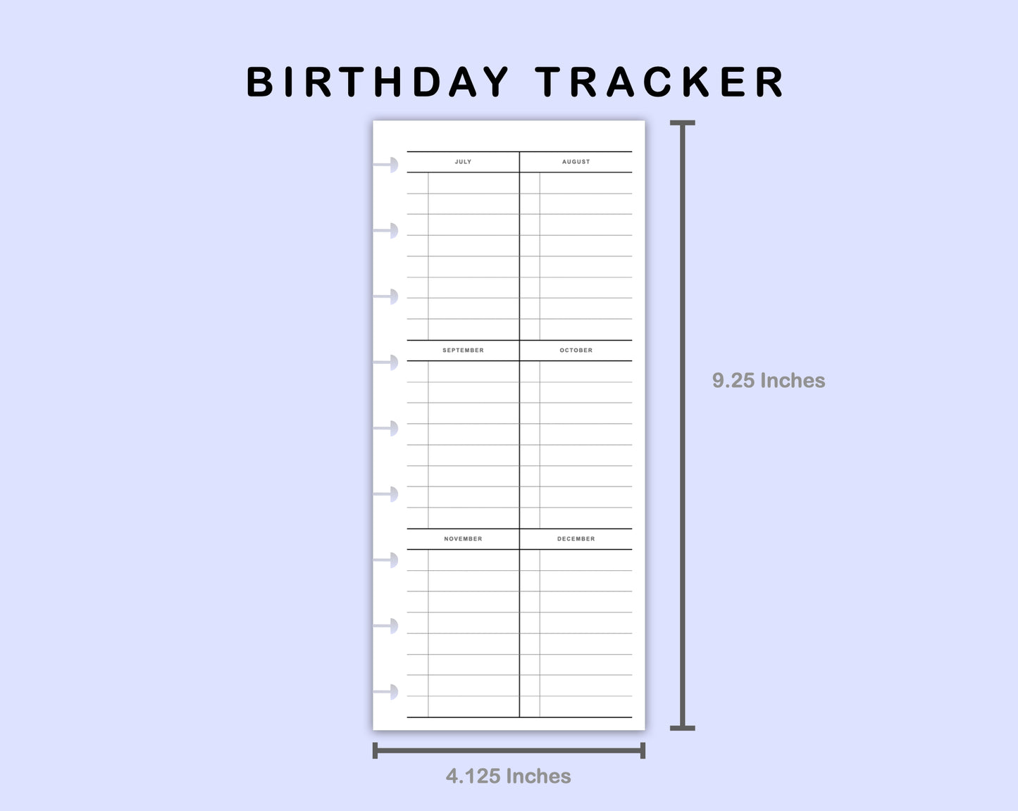 Skinny Classic HP Inserts - Birthday Tracker