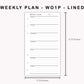 Personal Inserts - Weekly Plan - WO1P - Lined