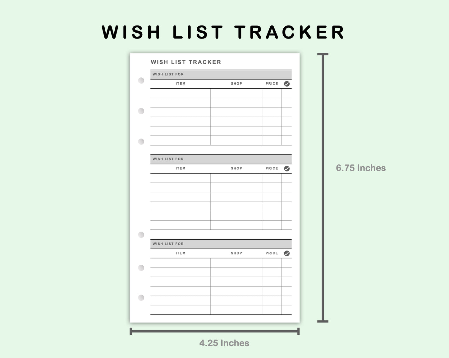 FC Compact Inserts - Wish List Tracker by Wish List For
