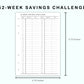 Personal Wide Inserts - 52 Week Saving Challenge