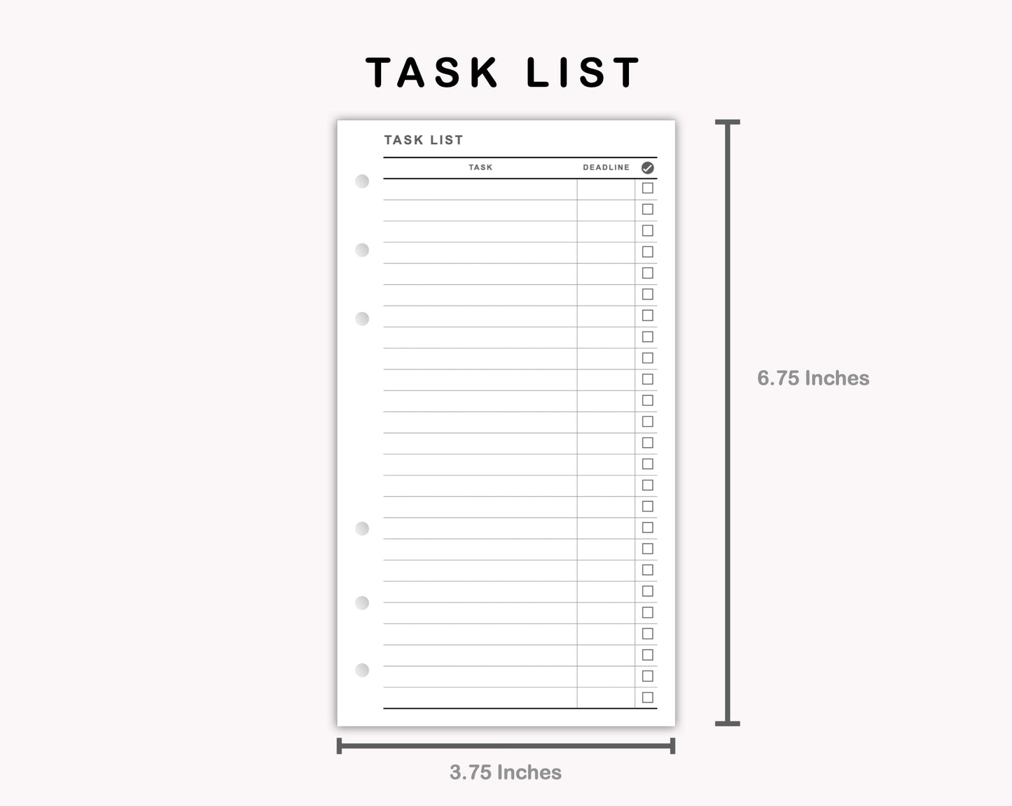 Personal Inserts - Task List