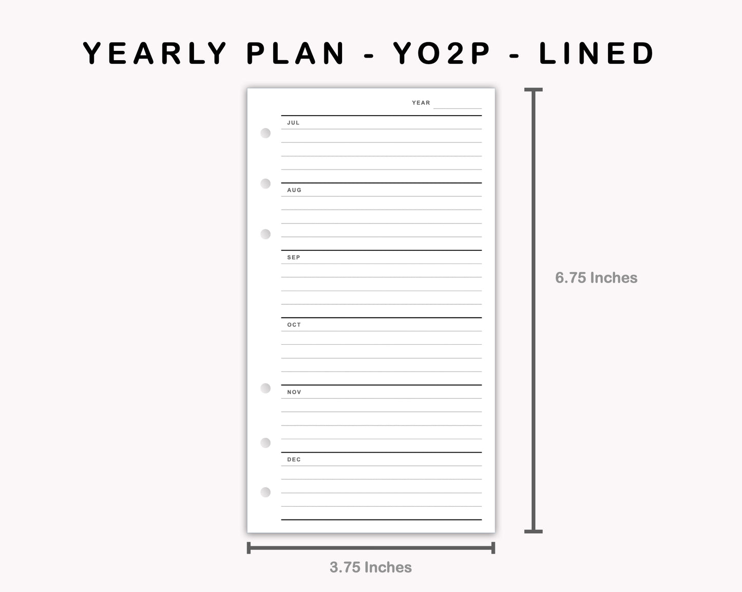 Personal Inserts - Yearly Plan - YO2P - Lined