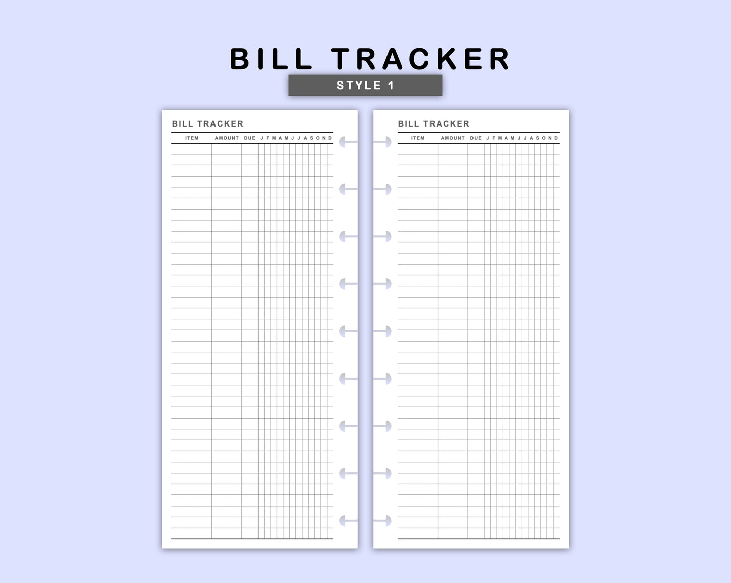 Skinny Classic HP Inserts - Bill Tracker