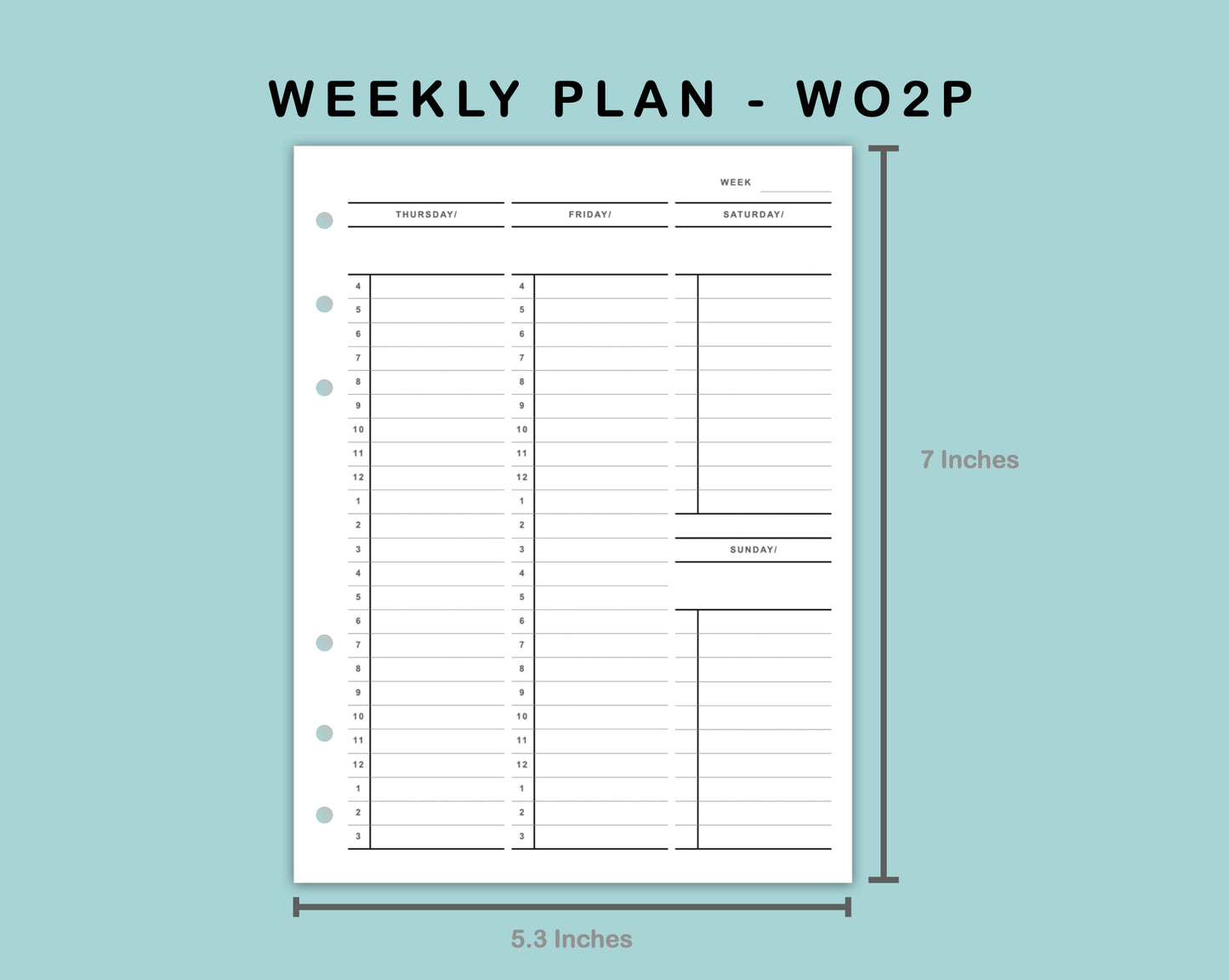 B6 Wide Inserts - Weekly Plan - Vertical